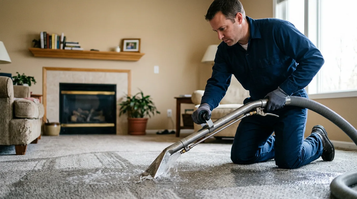 Water damage restoration technician working near Robbins, IL